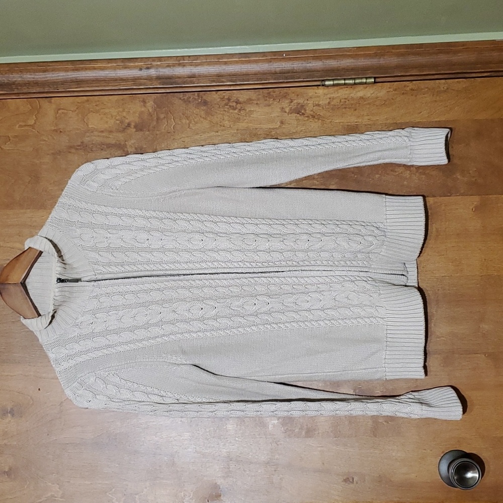 L.L.Bean Cotton Full Zip Cable Knit Sweater